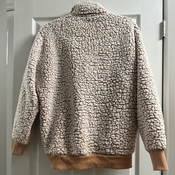 Express One Eleven Sherpa Fleece 1/4 Zip Maroon Size XS - Picture 7 of 8